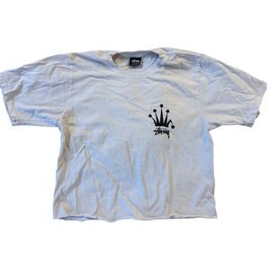 Stussy Crown Logo T Shirt White Mens Size S Made in Guatemala